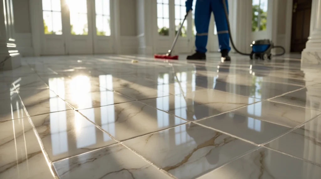 cleaning marble tiles and grout